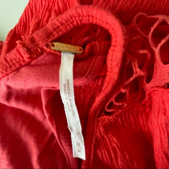 FREE PEOPLE RED TO THE POINT LACE CROCHET FIT AND FLARE DRESS MEDIUM - Picture 4 of 7